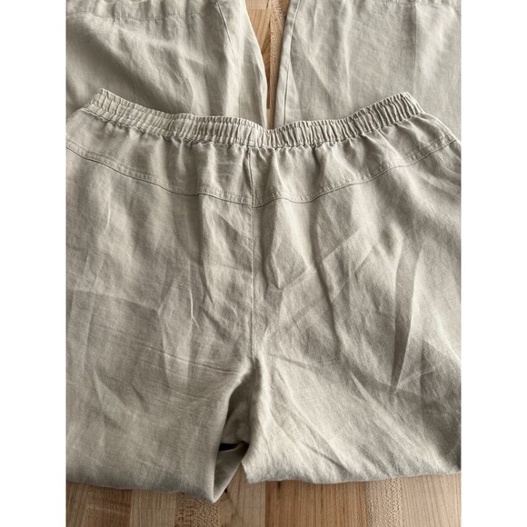 Max Studio 100% Linen Drawstring Wide Leg Trouser Pants Lightweight Tan XL - Picture 4 of 9